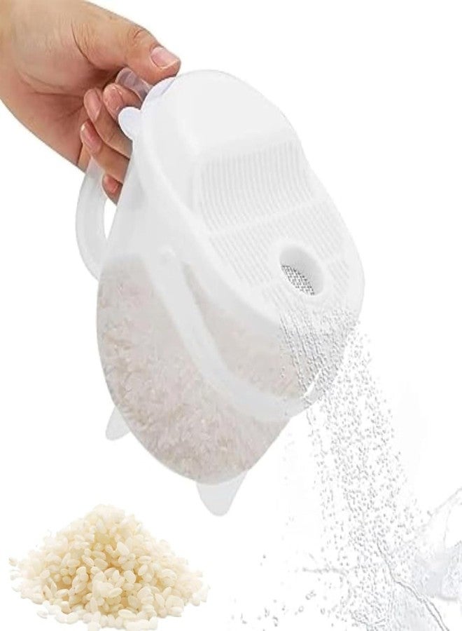VAJASIL Rice Washing Bowl, Multifunction Rice Rinser with Drain Lid, Kitchen Colander with Handle, Multipurpose Rice Washing Tool for Vegetables, Berries, Pulses, Fruits - Image 1