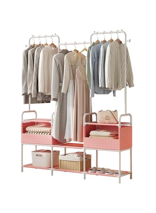 MIXDE Clothes Rack, Clothing Rack with Storage Bag, Garment Rack, Non-woven Shelves for Shoes, Clothes Rack for Bedroom, Hallway, Entryway ,Pink  - Image 1