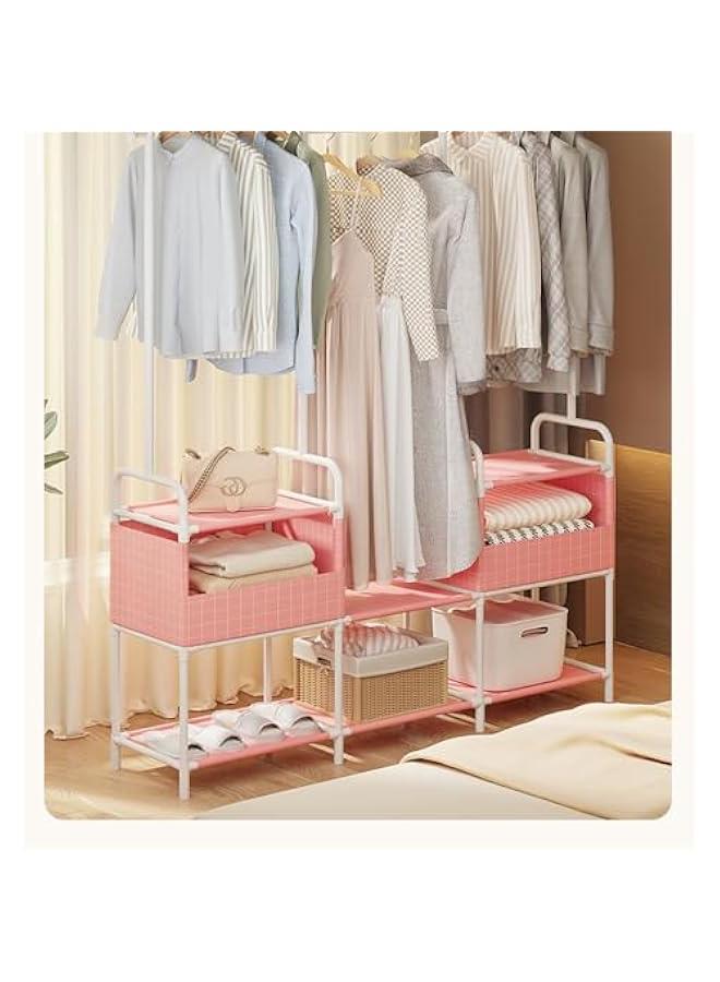 MIXDE Clothes Rack, Clothing Rack with Storage Bag, Garment Rack, Non-woven Shelves for Shoes, Clothes Rack for Bedroom, Hallway, Entryway ,Pink  - Image 2