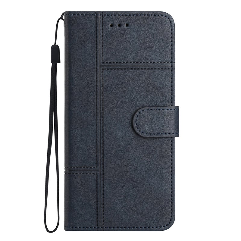 HuHa Protective Cover For Motorola Moto G75 Cowhide Texture Stitching Leather Phone Case(Dark Blue) - Image 2