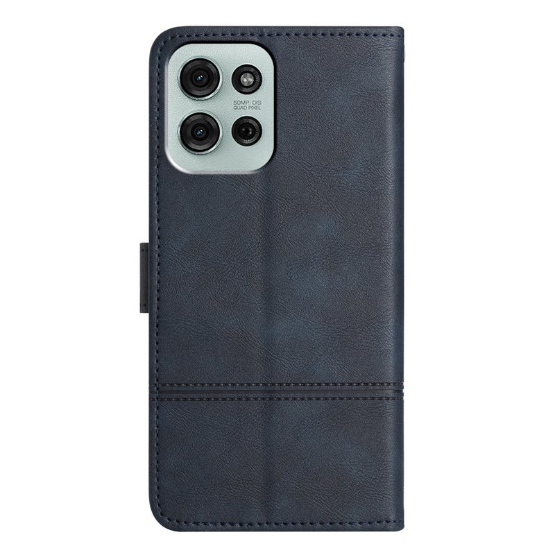 HuHa Protective Cover For Motorola Moto G75 Cowhide Texture Stitching Leather Phone Case(Dark Blue) - Image 3