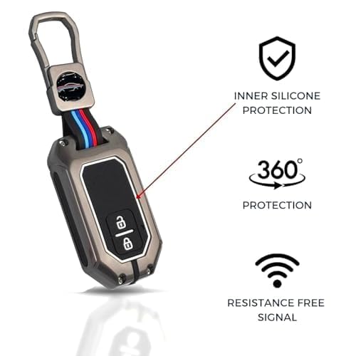 LivTee Metal Key Cover Compatible with Baleno, Grand Vitara, XL6, Swift, Brezza, Celerio, Ignis, Ertiga, Dzire, Fronx, Urban Cruiser, Rumion, Glanza, Hyryder 2 Button Smart Key case Shell (D-Suzuki) - Image 3