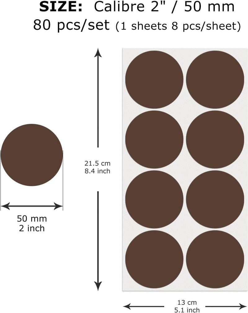 FINDAT Brown Round Labels 2 Inch Vinyl Dot Stickers Self-Adhesive Removable Color Coding Decals Waterproof Circle Tag for Office Home Inventory 80 PCS - Image 2