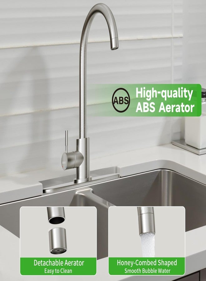 SOLVEX Kitchen Sink Faucet Single Handle High Arc Kitchen Faucet Stainless Steel Brushed Commercial Sink Faucets Modern 1 or 3 Hole Faucet with Deck Plate SP-10020-1 - Image 2