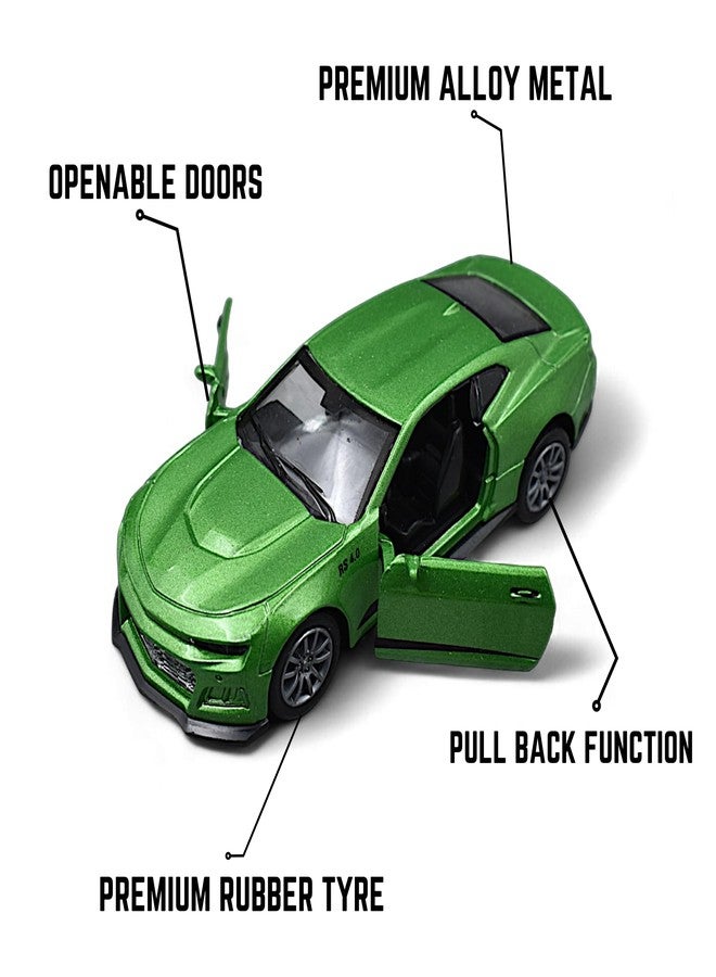 MASIPICKS� Mustang Diecast Metal Pullback Toy car with Openable Doors Boys car for Kids Best Toys Gifts Toys for Kids (1:32 Scale) (Green) - Image 4