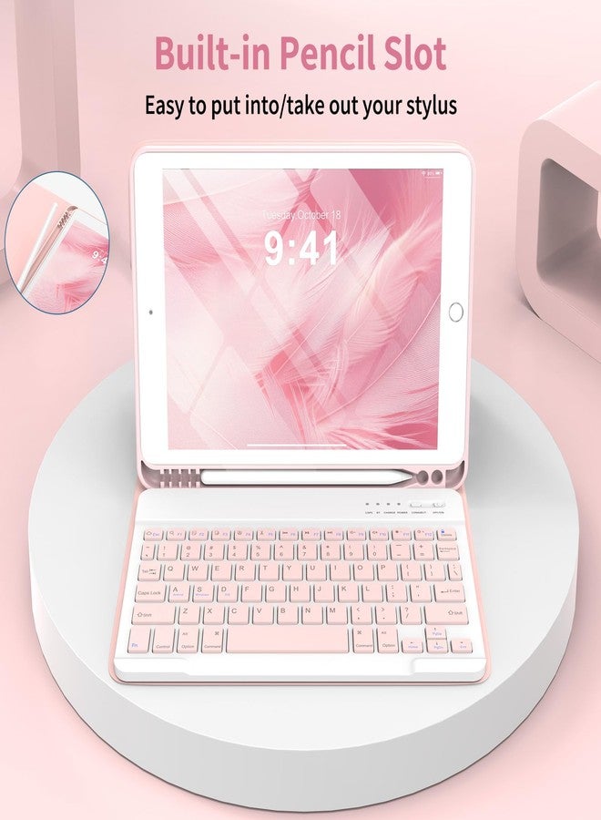 KBCASE Keyboard Case for iPad 9th/8th/7th Generation 2021/2020/2019, Compatible with iPad Air 3/Pro 10.5, Detachable Wireless Keyboard Case with Pencil Holder (Light Pink) - Image 5