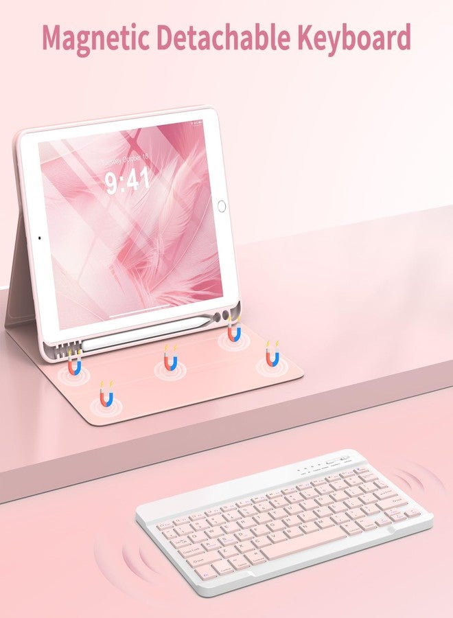 KBCASE Keyboard Case for iPad 9th/8th/7th Generation 2021/2020/2019, Compatible with iPad Air 3/Pro 10.5, Detachable Wireless Keyboard Case with Pencil Holder (Light Pink) - Image 3