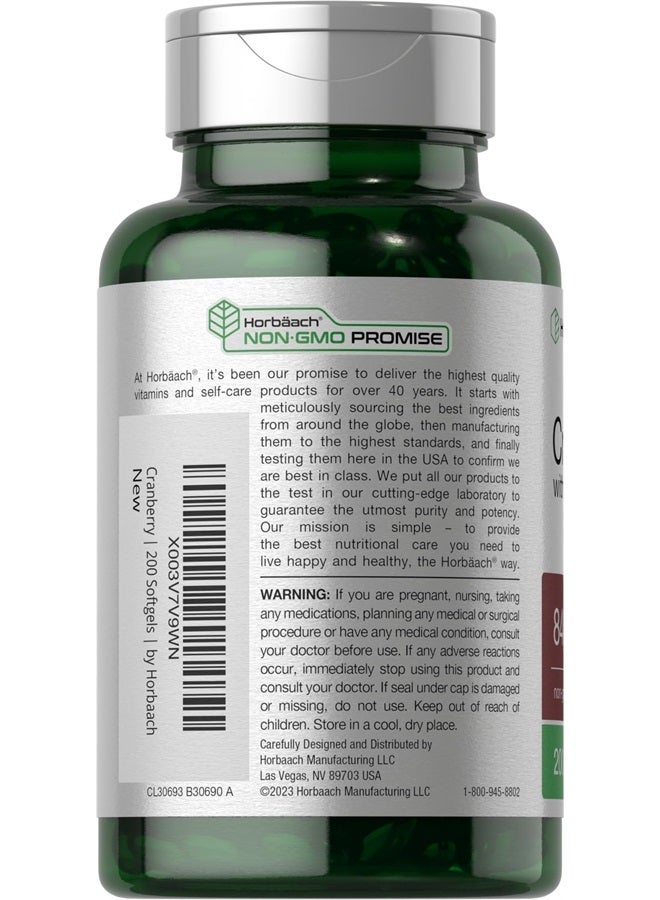 Horbaach Cranberry Pills with Vitamin C | 8400mg | 200 Softgels | Concentrate Extract Supplement | Non-GMO, Gluten Free - Image 3