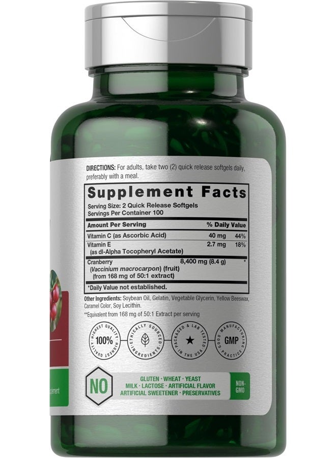 Horbaach Cranberry Pills with Vitamin C | 8400mg | 200 Softgels | Concentrate Extract Supplement | Non-GMO, Gluten Free - Image 2