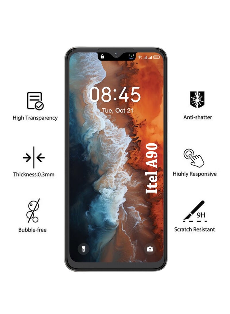 Waldic Itel A90 Screen Protector | Tempered Glass Compatible with Itel A90 | Screen Protector Full HD Quality Tempered Glass Anti-Scratch Edge to Edge Coverage with Easy Installation Kit - Black - Image 2