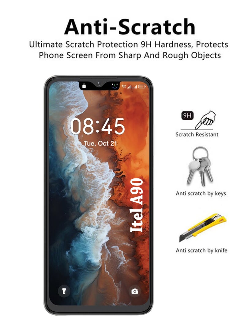 Waldic Itel A90 Screen Protector | Tempered Glass Compatible with Itel A90 | Screen Protector Full HD Quality Tempered Glass Anti-Scratch Edge to Edge Coverage with Easy Installation Kit - Black - Image 3