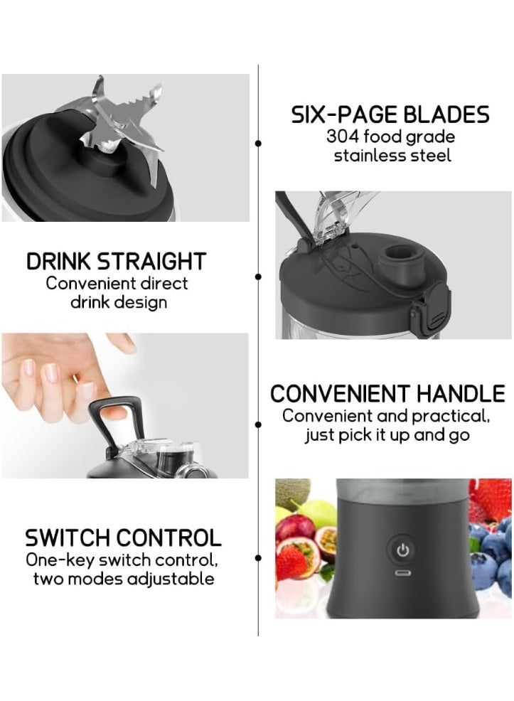 Portable Electric Juicer & Smoothie Blender - High-Capacity Rechargeable Fitness Mixer Cup, Cordless Fresh Juice Maker for Gym, Travel, and Outdoor Use - Image 3