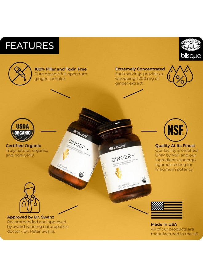 Blisque - Organic Ginger Supplement | for Digestive System, Joint Support, and Heart Health | 90 Capsules - Image 3