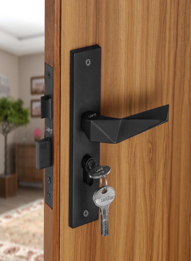 LAPO Heavy Duty Mortise Lock Set - Main Door Handle Lock with 60mm Cylinder, 45x45mm Lock Body, Key Lock for Home, Office, Hotel, Bedroom (Black Finish, 3 Years Warranty) Cy-126 - Image 1