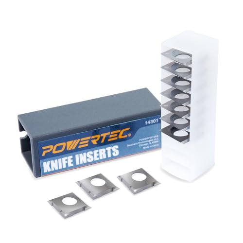 POWERTEC 14.3mm Carbide Inserts Cutter Knives for Spiral & Helical Cutterheads - Fits Wen PL1326, JT630H & Rikon 25-130H, Tungsten Carbide Replacement Blades for Planer and Jointer (14301) - Image 1