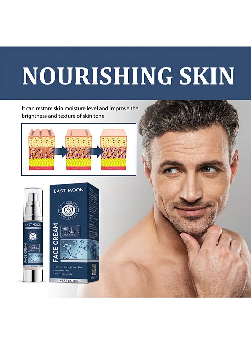 East Moon - Men's Face Cream, 6 in 1 Men's Face Formula Daily Care (50ml), Men's Eye Bag Treatment & Face Lotion, Men's Anti-Aging，Anti-Wrinkle & Dark Spots Men's Face Cream - Image 1