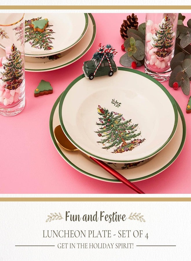 Spode Christmas Tree 9-Inch Luncheon Plate (Set of 4) – Porcelain Dinner & Appetizer Plate, Holiday-Themed Serving Tray, Microwave & Dishwasher Safe, Festive Seasonal Dining - Image 2