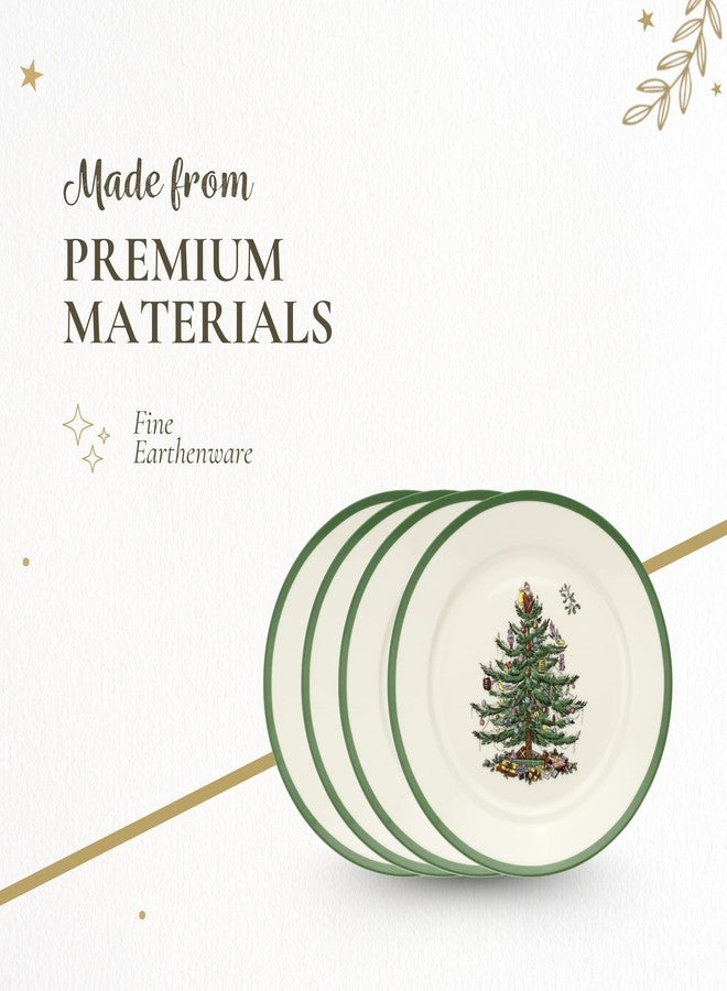 Spode Christmas Tree 9-Inch Luncheon Plate (Set of 4) – Porcelain Dinner & Appetizer Plate, Holiday-Themed Serving Tray, Microwave & Dishwasher Safe, Festive Seasonal Dining - Image 4