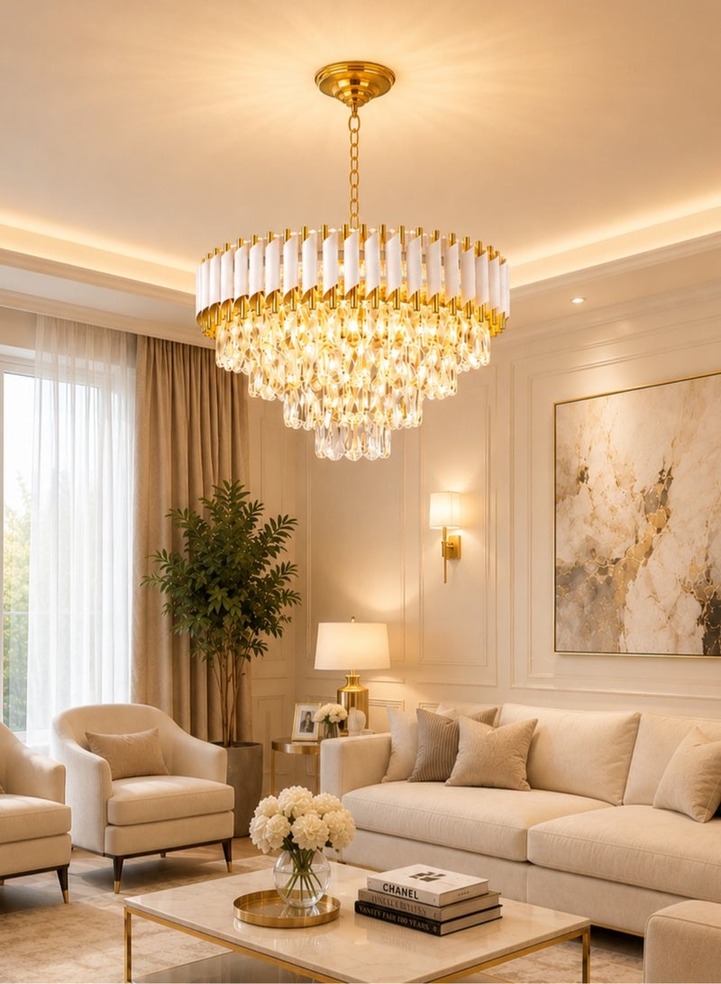 AL THURAYAT Elegant White Crystal Chandelier 40cm – Modern Ceiling Light Fixture for Living Room, Bedroom & Luxury Decor - Image 4