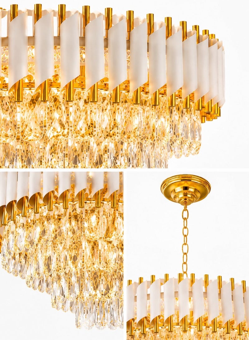 AL THURAYAT Elegant White Crystal Chandelier 40cm – Modern Ceiling Light Fixture for Living Room, Bedroom & Luxury Decor - Image 2