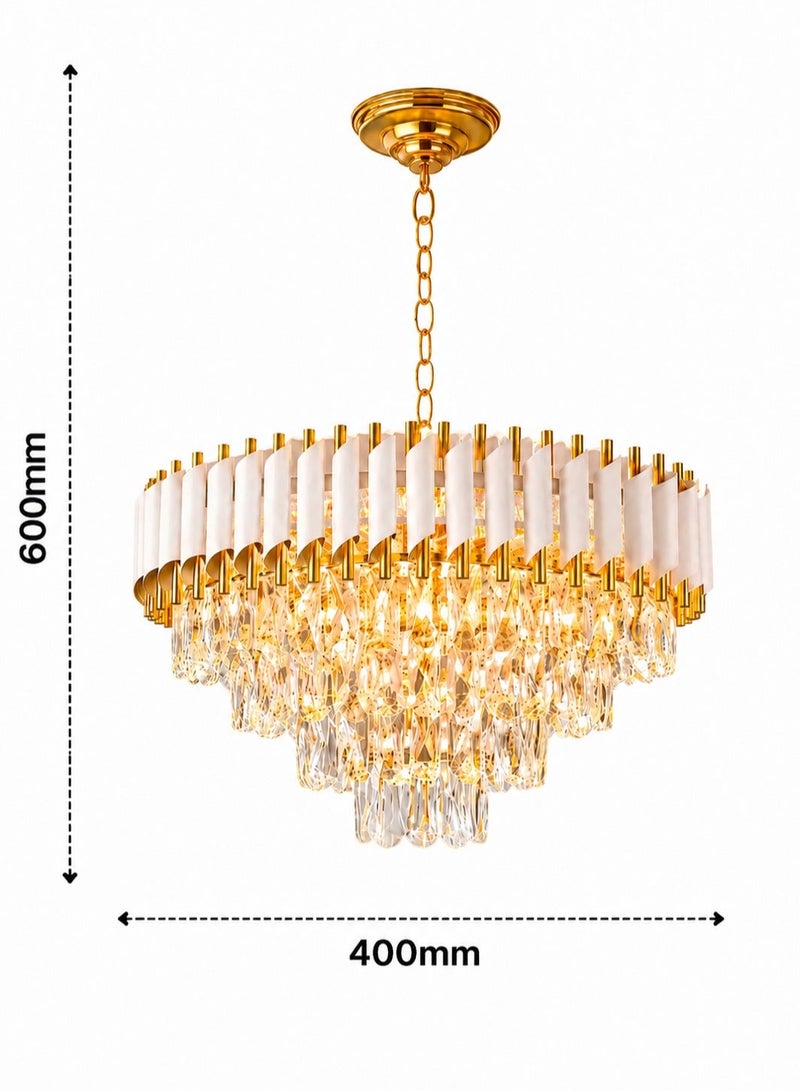 AL THURAYAT Elegant White Crystal Chandelier 40cm – Modern Ceiling Light Fixture for Living Room, Bedroom & Luxury Decor - Image 3