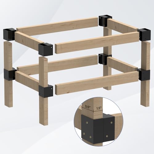 Neorexon Workbench Bracket Kit 8PCS, Heavy Duty 3-Way Brackets for Garage Workbench Legs Bracket, Metal DIY Workbench Kit for Shelving, Work Table, Fits 2x4(Actual 1.5"x3.5")Wood, Lumber Not Included - Image 4