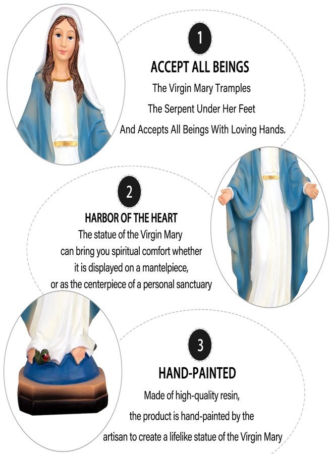 KEEPKAP Generous Virgin Mary Statue, Our Lady of Lourdes Blessed Mother Statues, 8.5 Inch Virgin Mary Resin Figurines Catholic Gifts, Indoor Religious Home Decor - Image 3