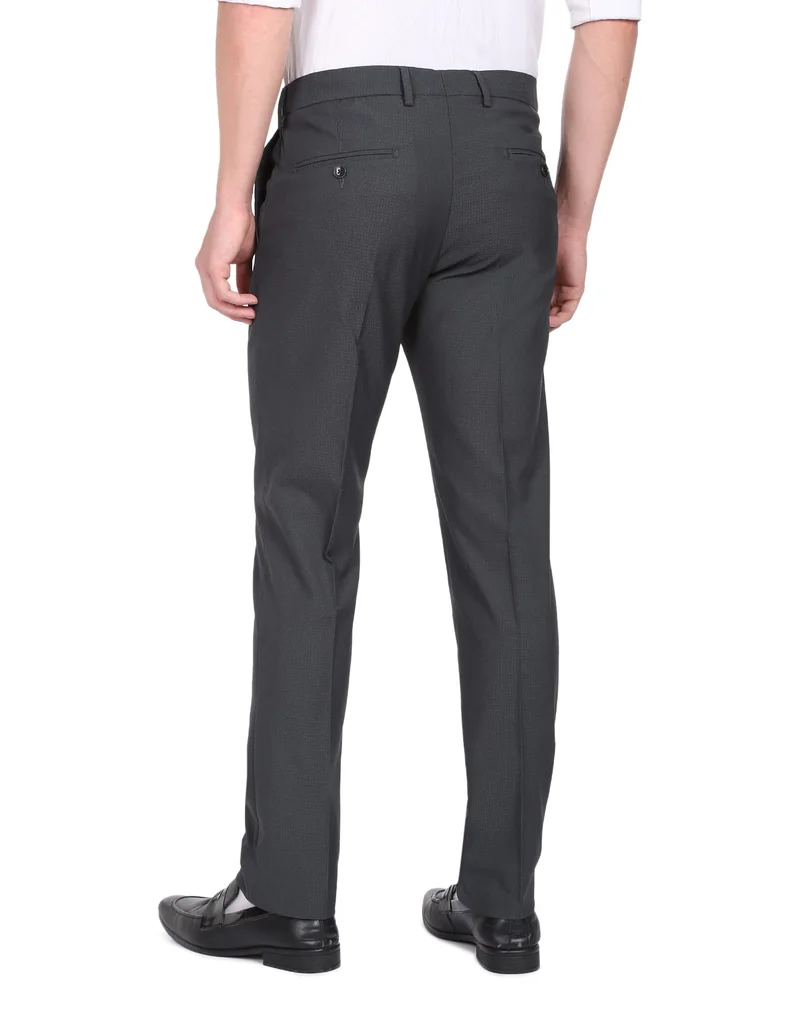 Arrow Dark Grey Mid Rise Tailored Trousers for Men | Best Price UAE