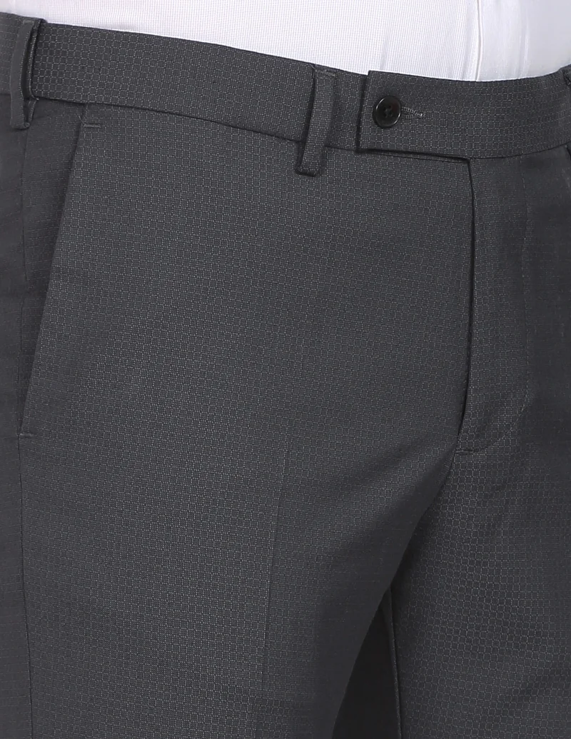 Arrow Dark Grey Mid Rise Tailored Trousers for Men | Best Price UAE