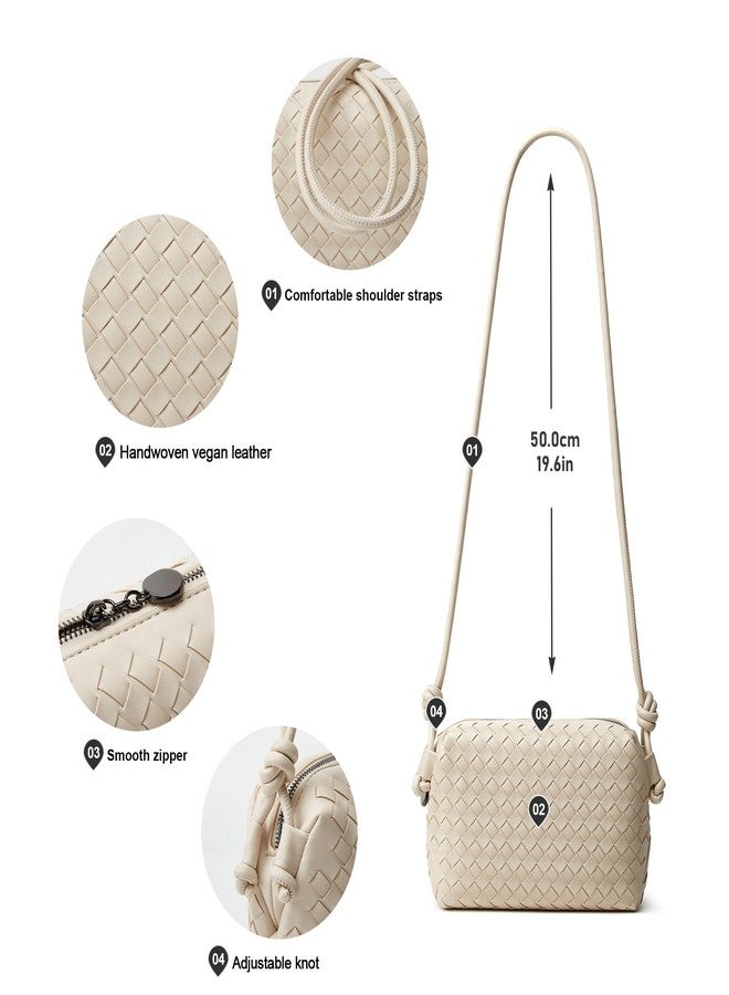 Sumrains Woven Crossbody Bag for Women: Classic Handwoven Vegan Leather Bag - Effortless Minimalist & Compact for Daily Wear (Seashell Color) - Image 5