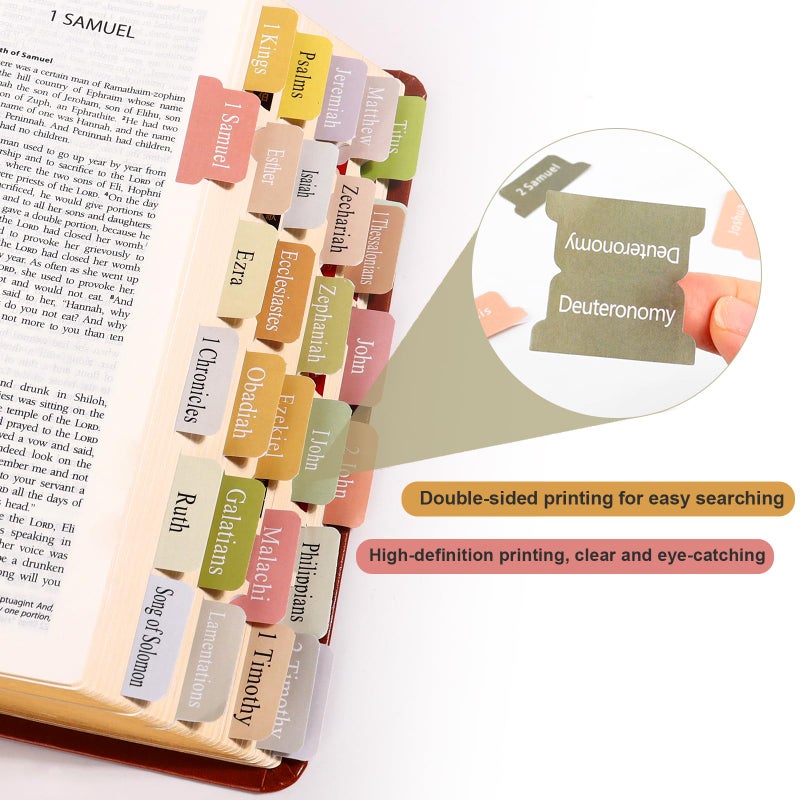 Ajmyonsp Bible Tabs for Women, 90Pcs Study Bible Supplies Large Print Bookmarks Index Tabs Guide Kit, Baptism Christian Gifts for Men, Pastel Color - Image 4