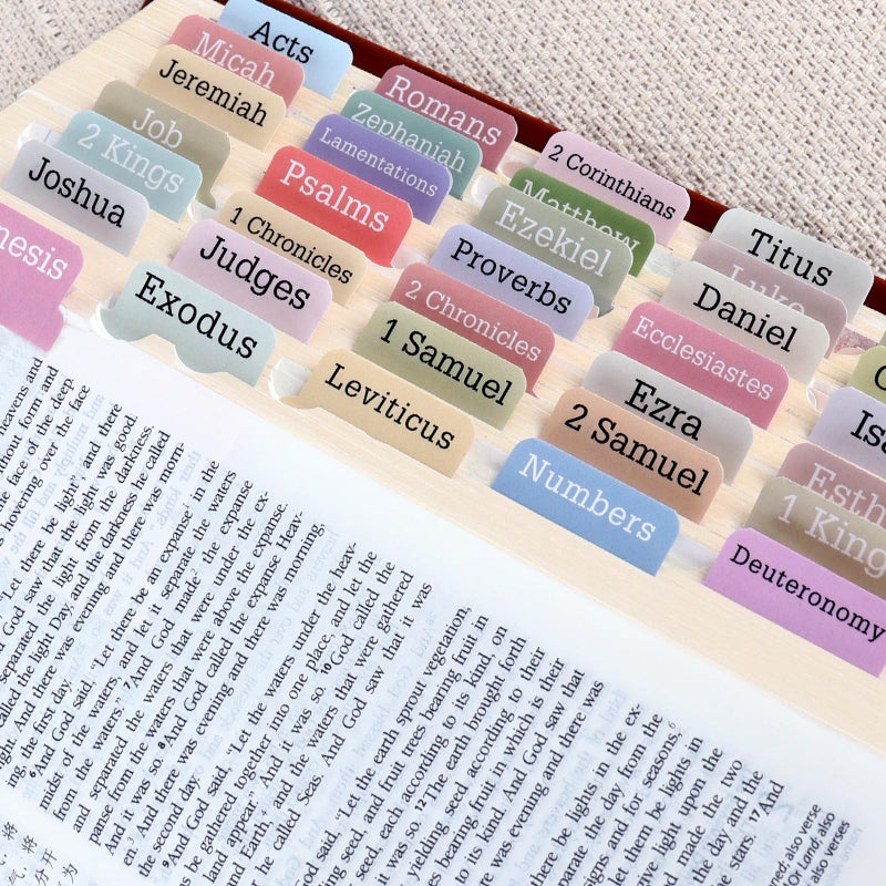 Ajmyonsp Bible Tabs for Women, 90Pcs Study Bible Supplies Large Print Bookmarks Index Tabs Guide Kit, Baptism Christian Gifts for Men, Pastel Color - Image 1