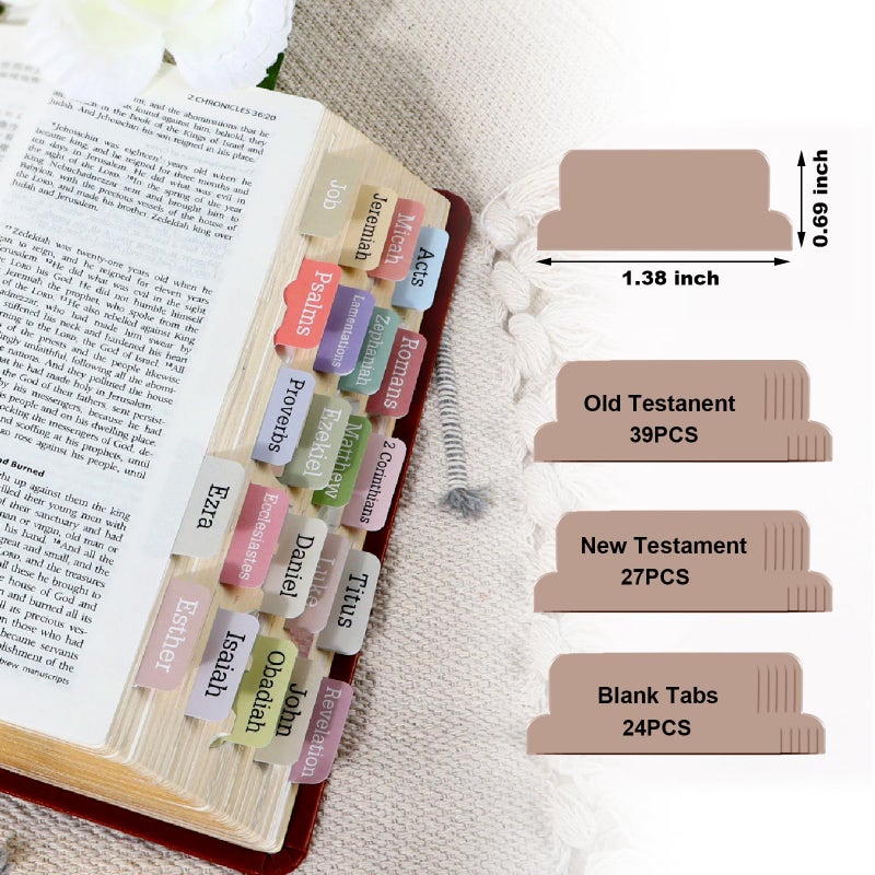 Ajmyonsp Bible Tabs for Women, 90Pcs Study Bible Supplies Large Print Bookmarks Index Tabs Guide Kit, Baptism Christian Gifts for Men, Pastel Color - Image 5