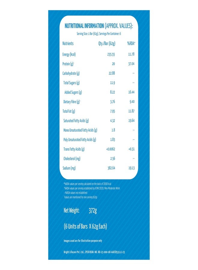 مسل بلايز ألواح بروتين MuscleBlaze 20 غرام (بنكهة الكوكيز والكريمة، عبوة من 6 قطع) | مزيج بروتين، وجبات خفيفة صحية غنية بالبروتين | للطاقة واللياقة البدنية - Image 2