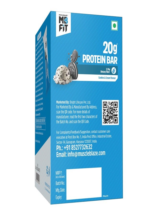 مسل بلايز ألواح بروتين MuscleBlaze 20 غرام (بنكهة الكوكيز والكريمة، عبوة من 6 قطع) | مزيج بروتين، وجبات خفيفة صحية غنية بالبروتين | للطاقة واللياقة البدنية - Image 5