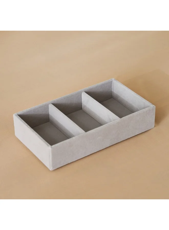 Home Box Velour 3-Compartment Jewellery Tray 21.6 x 4.5 x 12.2 cm