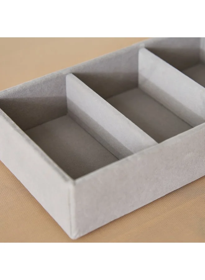 Home Box Velour 3-Compartment Jewellery Tray 21.6 x 4.5 x 12.2 cm
