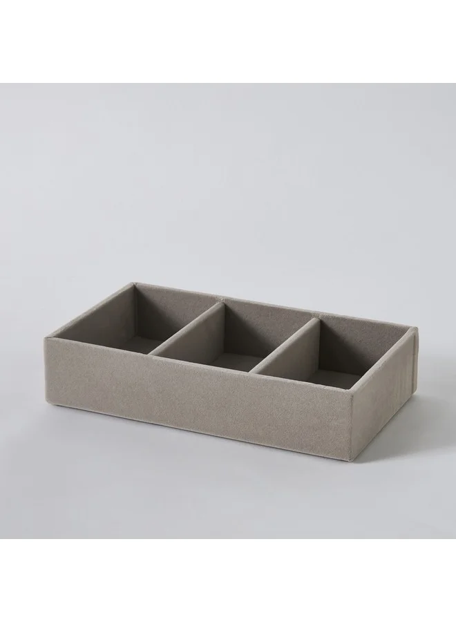 Home Box Velour 3-Compartment Jewellery Tray 21.6 x 4.5 x 12.2 cm