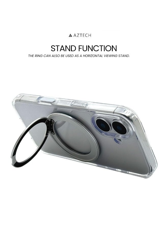 AZTECH GripStand 360، حلقة هاتف ذكي، متوافقة مع MagSafe، حامل حلقة، ZERO SAFE Circle، منع السقوط، حامل عرض، فضي - Image 2