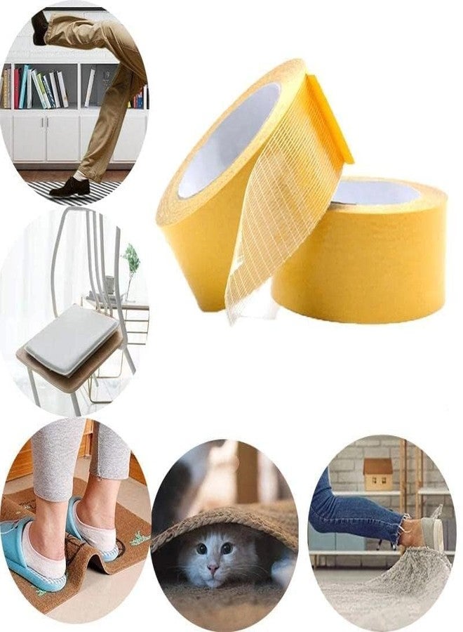 Ecogen Double Sided Carpet Adhesive Cloth Tape with Yellow Glassine Paper||Suitable for Hardwood Floors/Slippery Stairs/Mat/Carpet||Self Adhesive Non Slip Tape - Image 2