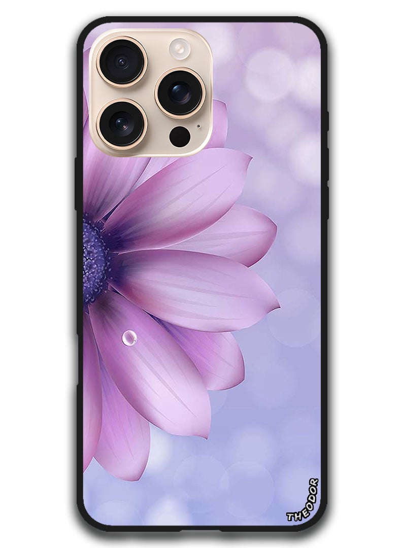 Theodor Protective Case Anti Scratch Shock Proof Bumper Cover For iPhone 16 Pro (6.3)-inch Purple Flower - Image 1