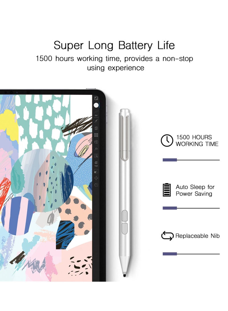 NIBEMINENT Original Quality Stylus Pen for Microsoft Surface Go Pro5, Pro4, Pro3, Surface3, Book, Laptop Silver  - Image 5
