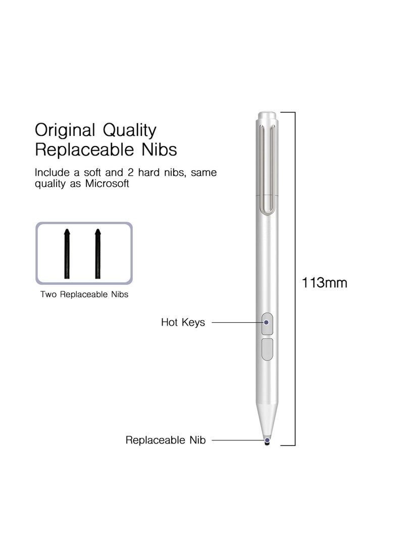 NIBEMINENT Original Quality Stylus Pen for Microsoft Surface Go Pro5, Pro4, Pro3, Surface3, Book, Laptop Silver  - Image 2