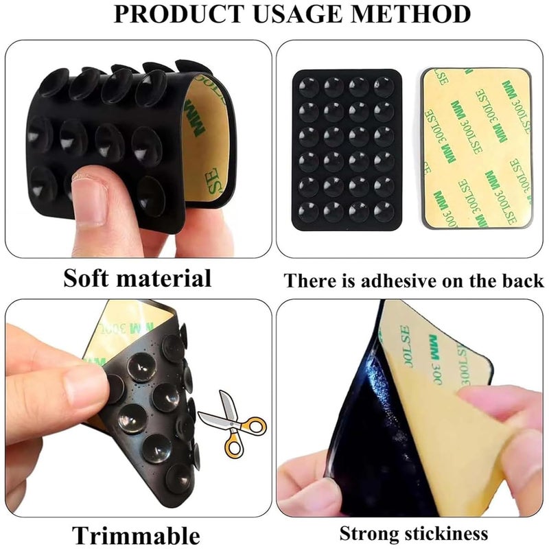 9UP ® 4Pcs Silicone Adhesive Phone Suction Mat | Non-Slip Reusable Phone Suction Sticky Mount for Smartphone & Accessories (Multicolor) - Image 3