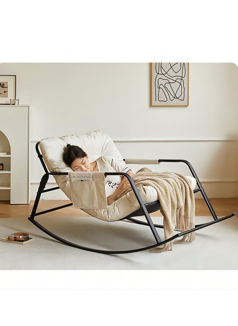 Cool Baby COOLBABY Rocking Chair Nordic Ltalian Living Room Home Single Casual Comfortable Fabric Sofa Chair Bedroom Balcony Orange  - Image 2