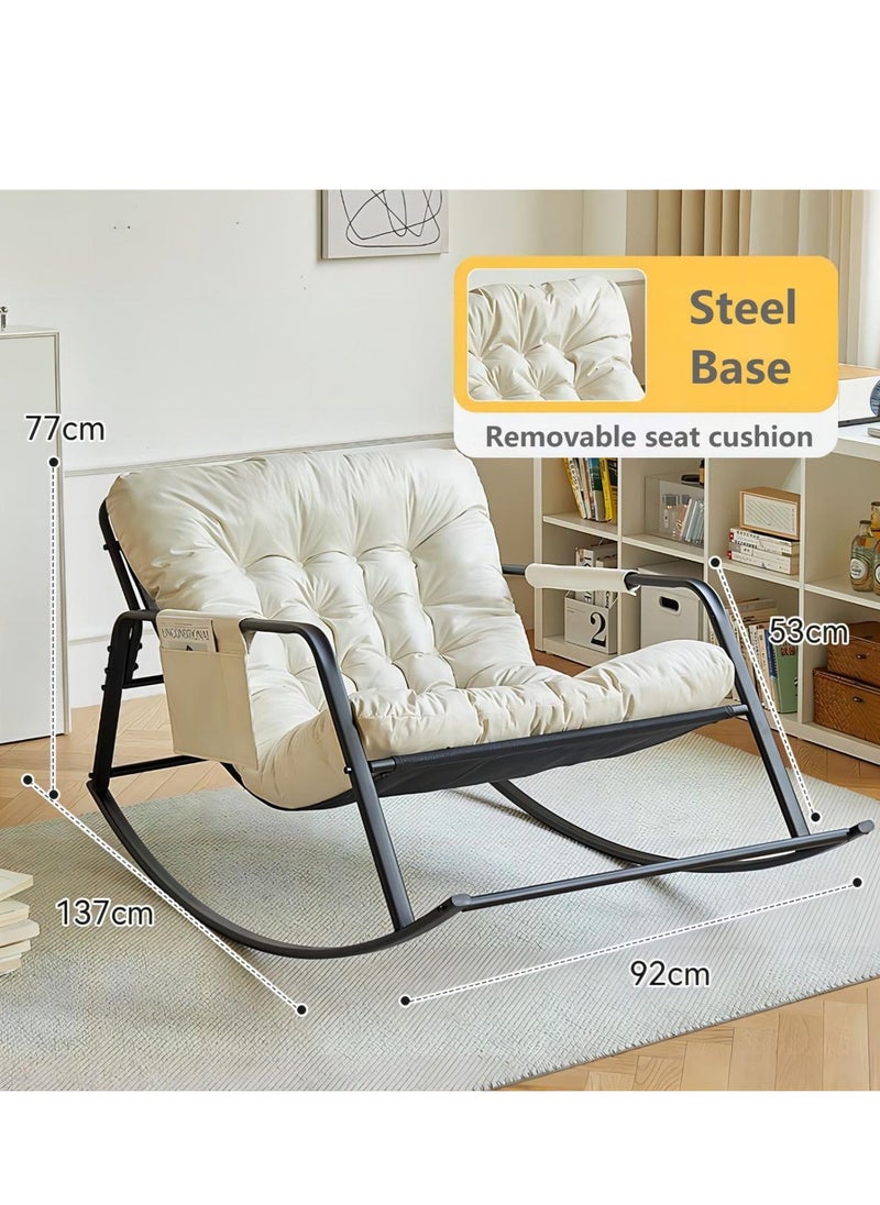 Cool Baby COOLBABY Rocking Chair Nordic Ltalian Living Room Home Single Casual Comfortable Fabric Sofa Chair Bedroom Balcony Orange  - Image 3
