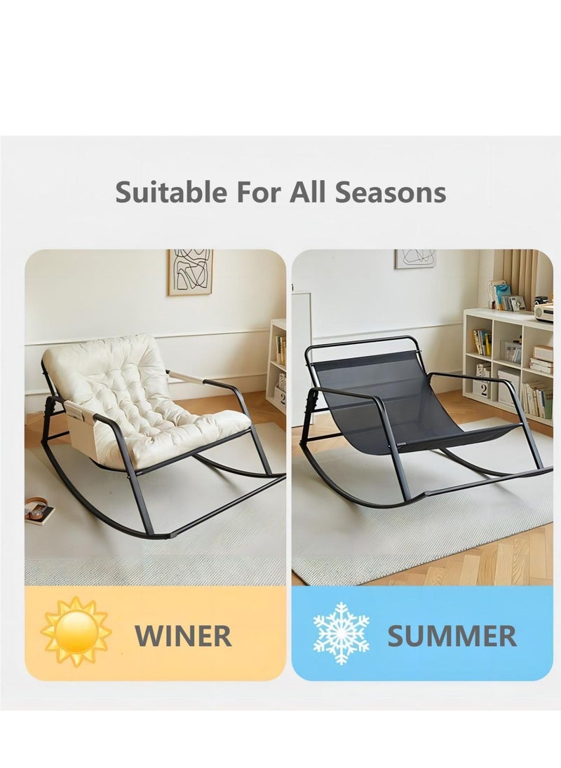 Cool Baby COOLBABY Rocking Chair Nordic Ltalian Living Room Home Single Casual Comfortable Fabric Sofa Chair Bedroom Balcony Orange  - Image 5