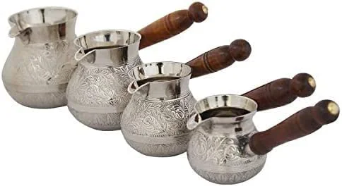 كويزيرا دلة قهوة تركية نحاسية/بريكي/تسخين قهوة/هدية رمضان (فضي، 350 مل)