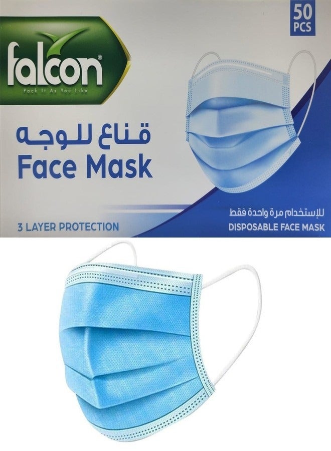 Falcon 50-Piece 3 Layer Protective Disposable Face Mask - Image 1