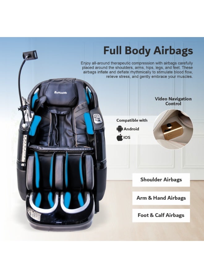BeHealth كرسي مساج بي هيلث فلاي لوكس كامل الجسم مع تقنية 3D SL-Track المتقدمة، تحكم صوتي ذكي، 12 برنامج تلقائي، مساج هوائي كامل الجسم، علاج حراري، انعدام الجاذبية، أسطوانات للقدم، شحن لاسلكي وتحكم صوتي. - Image 5